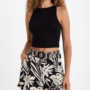 Express Stylist High Waisted Floral High Waisted Pleated Shorts